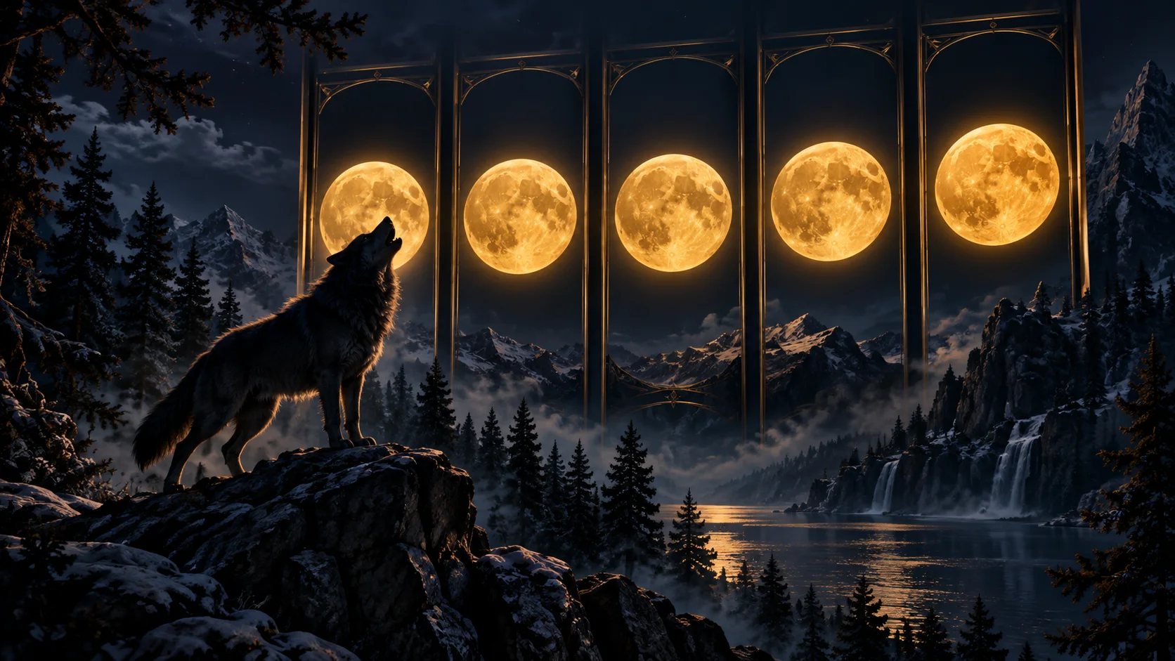 Original editorial illustration for Wolf Gold mechanics; no game screenshot